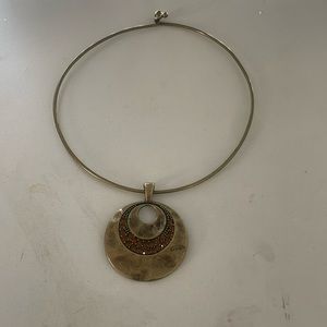 Vintage gold orange gem choker necklace